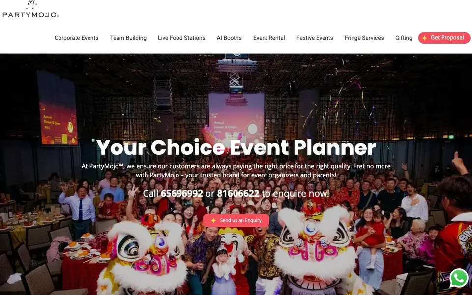 PartyMojo™ website homepage, 4 Oct 2026