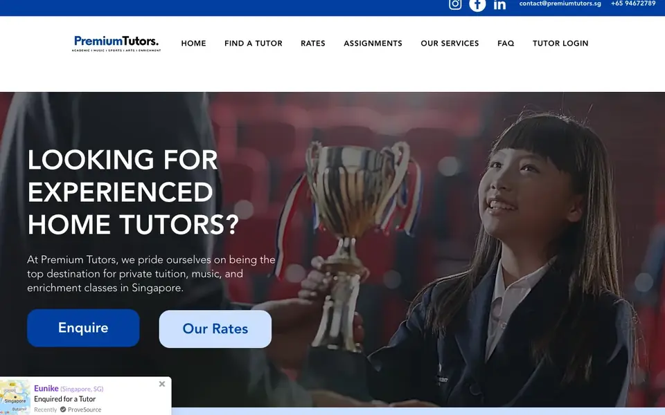 Premium Tutors website homepage, 4 Oct 2026