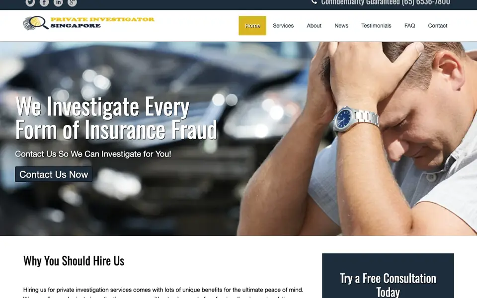 Private Investigator Singapore website homepage, 4 Oct 2026