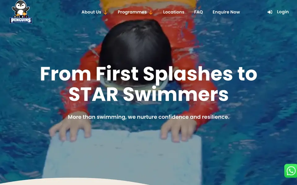 Red Dot Penguins Swim School website homepage, 4 Oct 2026