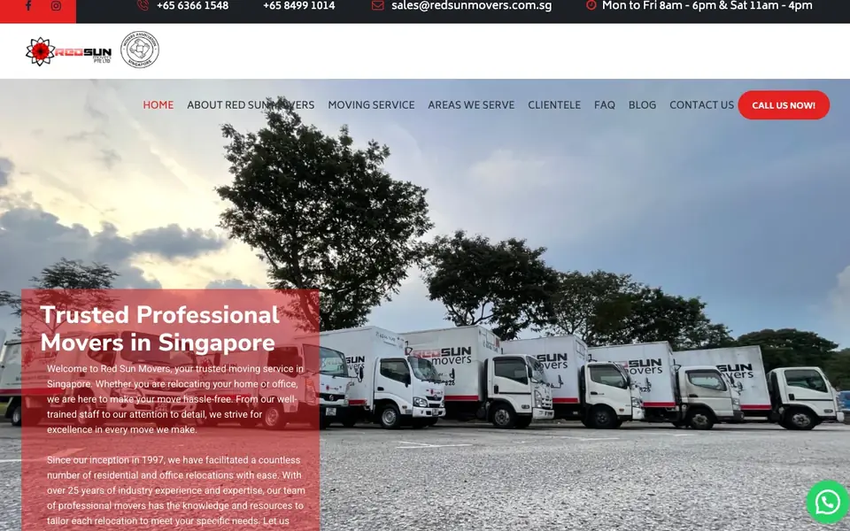 RedSun Movers website homepage, 4 Oct 2026
