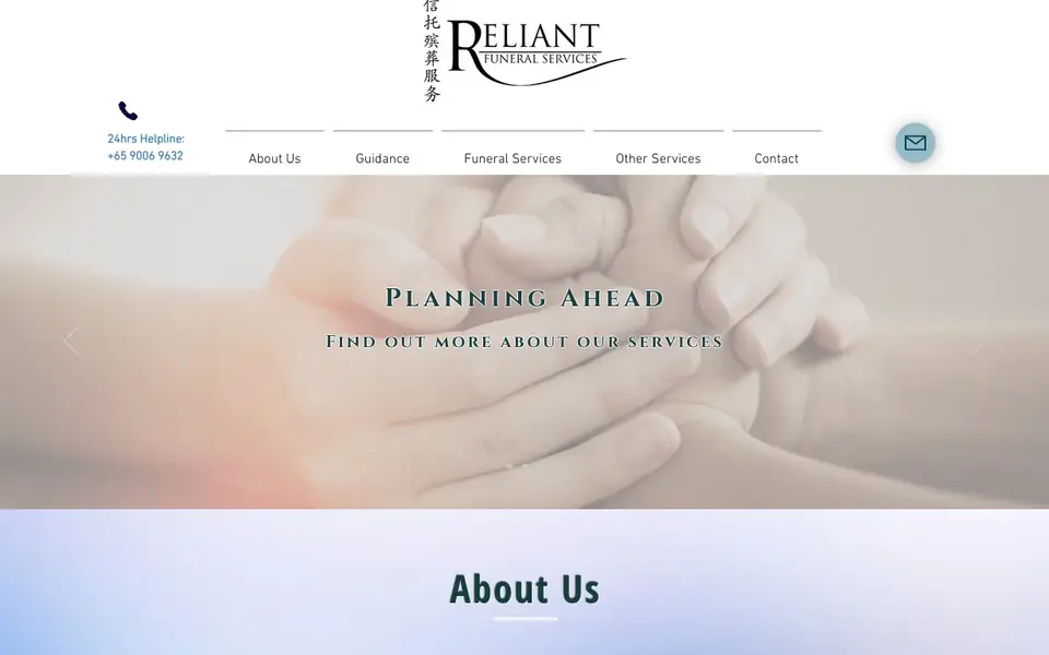 Reliant Funeral Services website homepage, 4 Oct 2026