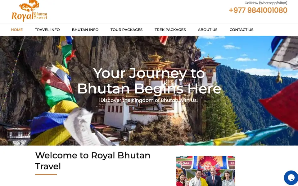Royal Bhutan Travel website homepage, 4 Oct 2026