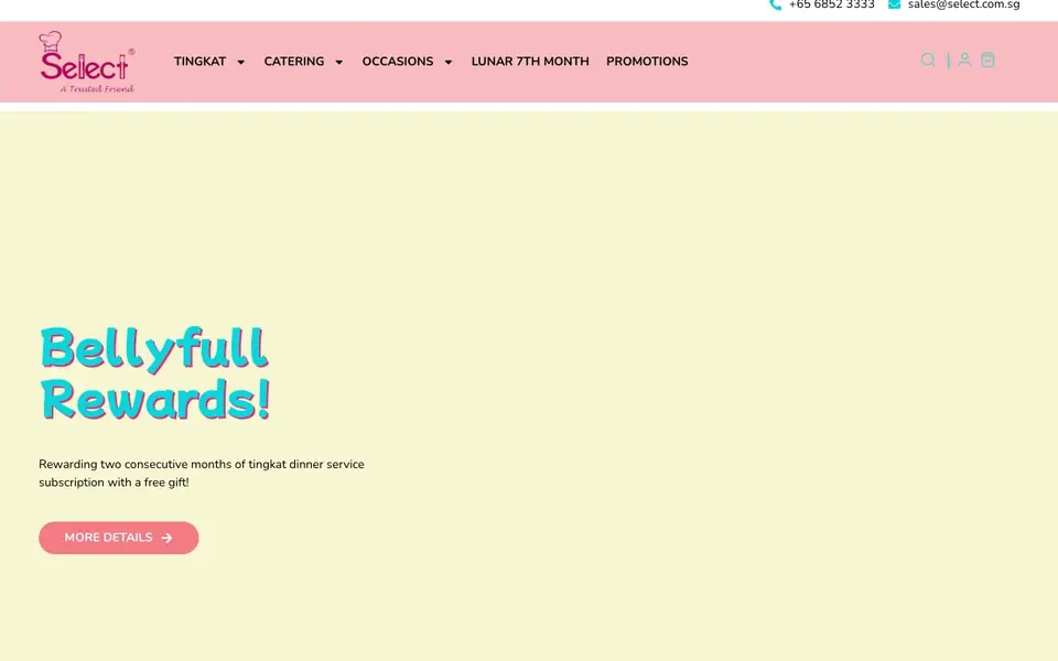Select Catering Services Pte Ltd website homepage, 4 Oct 2026