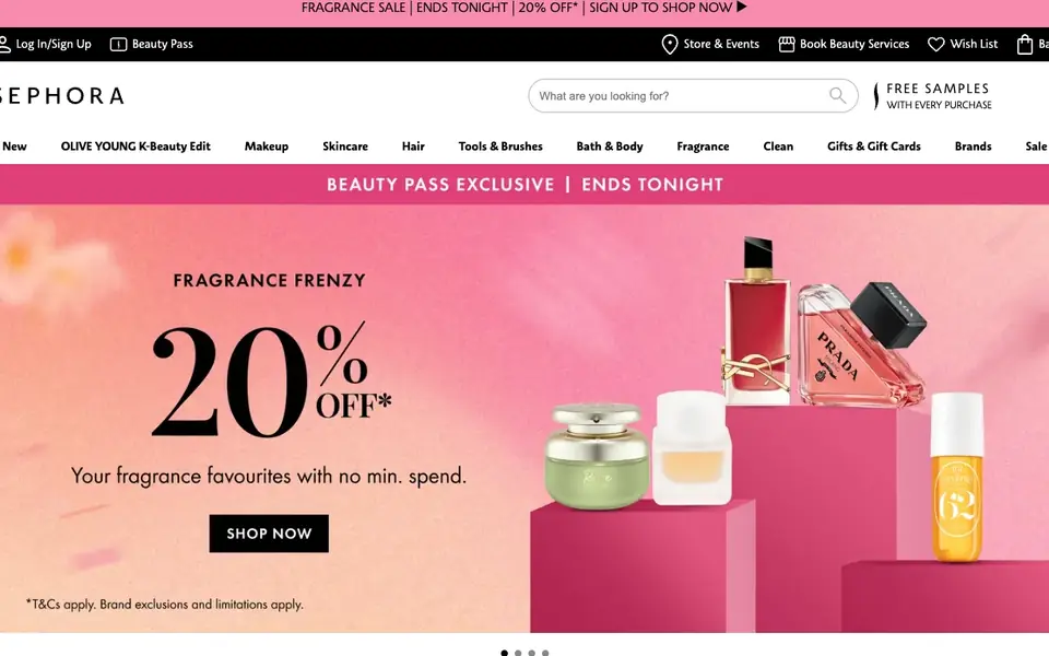 Sephora website homepage, 4 Oct 2026