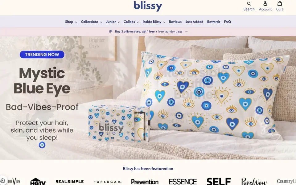 Blissy website homepage, 4 Oct 2026