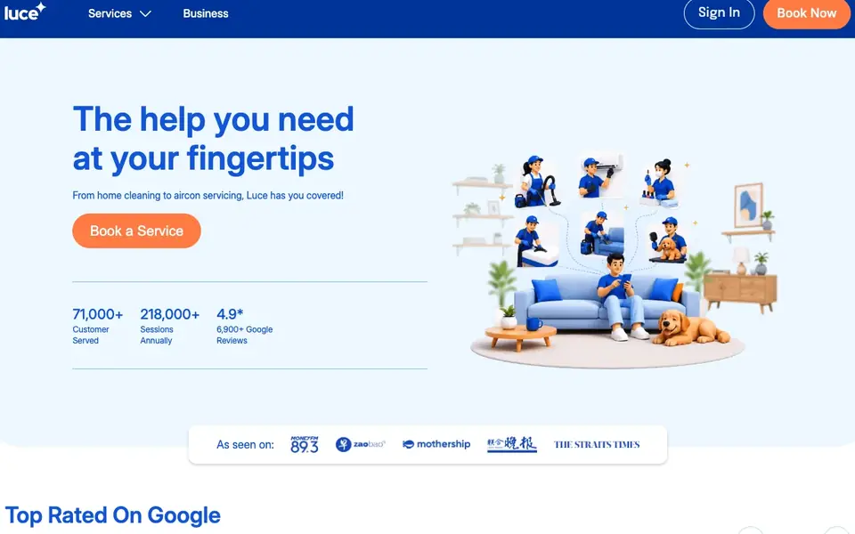 Luce SG website homepage, 4 Oct 2026