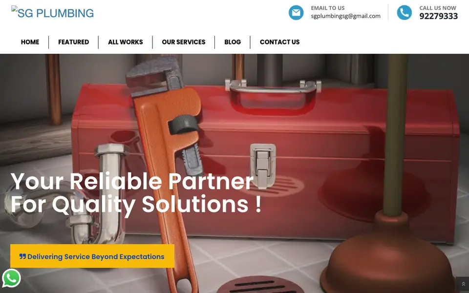 SG Plumbing Services website homepage, 4 Oct 2026