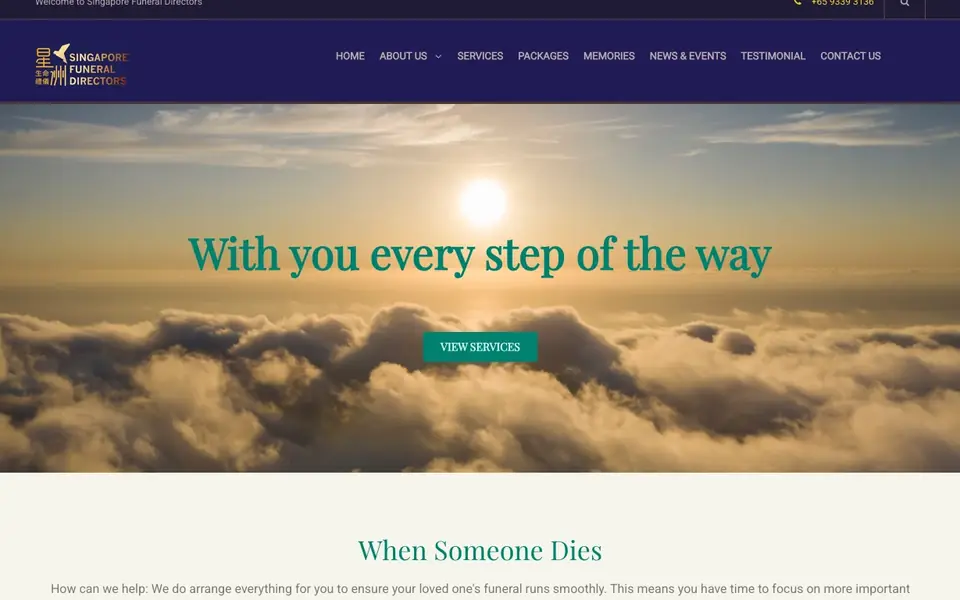 Singapore Funeral Directors website homepage, 4 Oct 2026