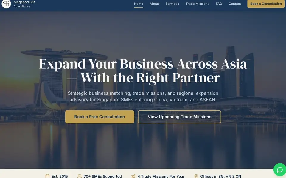 Singapore PR Consultancy website homepage, 4 Oct 2026