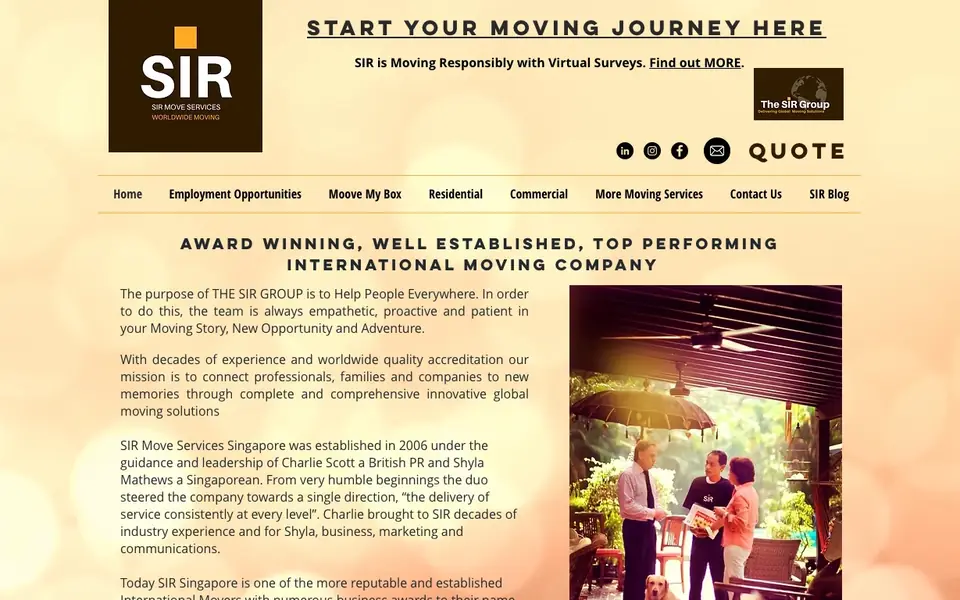 SIR Move Services website homepage, 4 Oct 2026