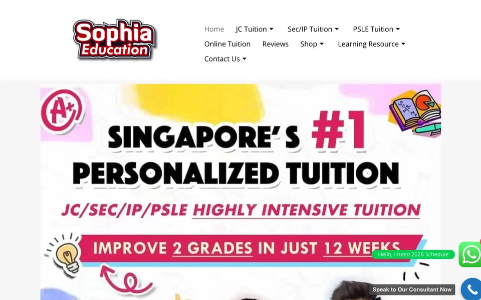 Sophia Education website homepage, 4 Oct 2026