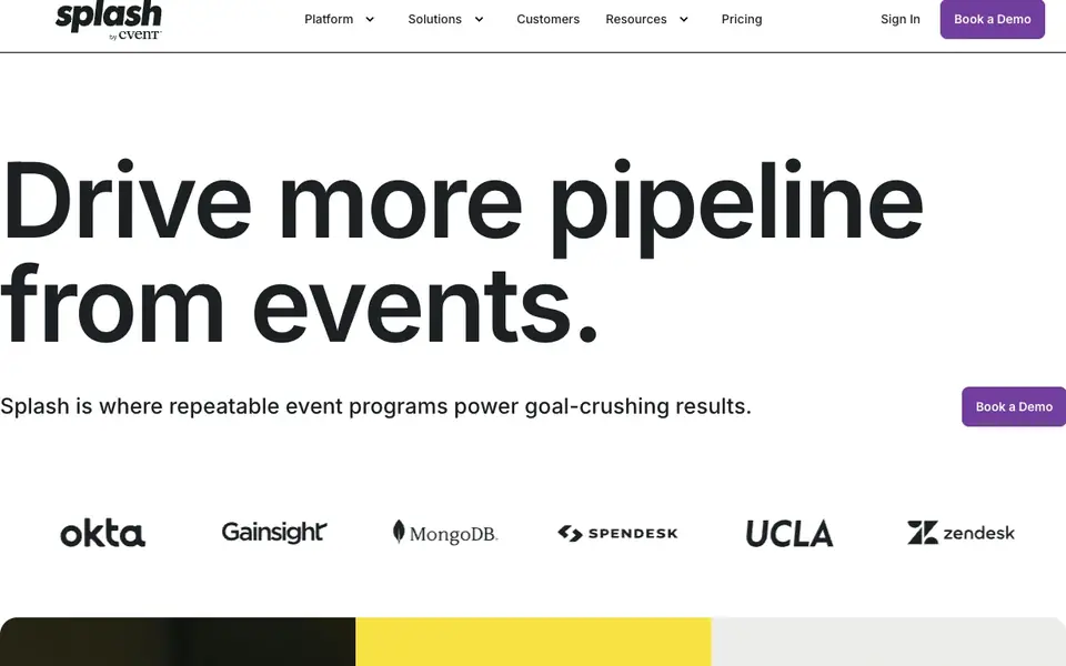 Splash website homepage, 4 Oct 2026