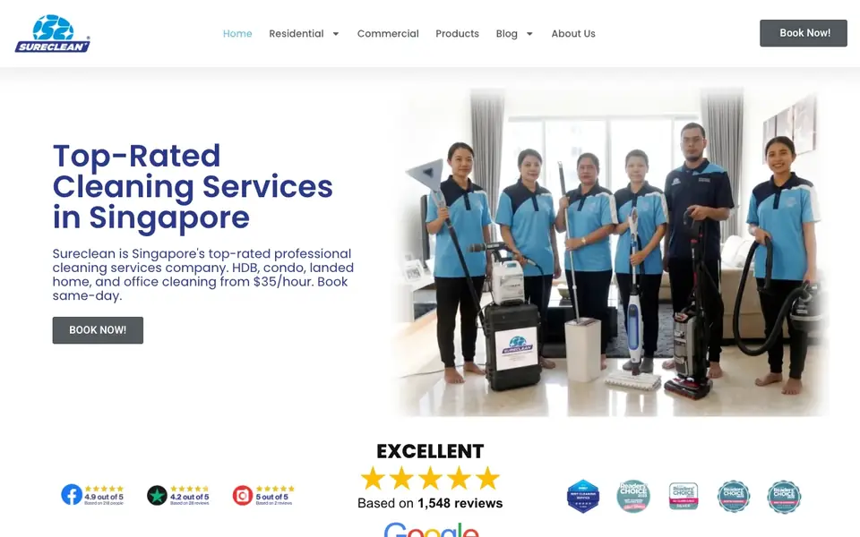 Sureclean Singapore website homepage, 4 Oct 2026