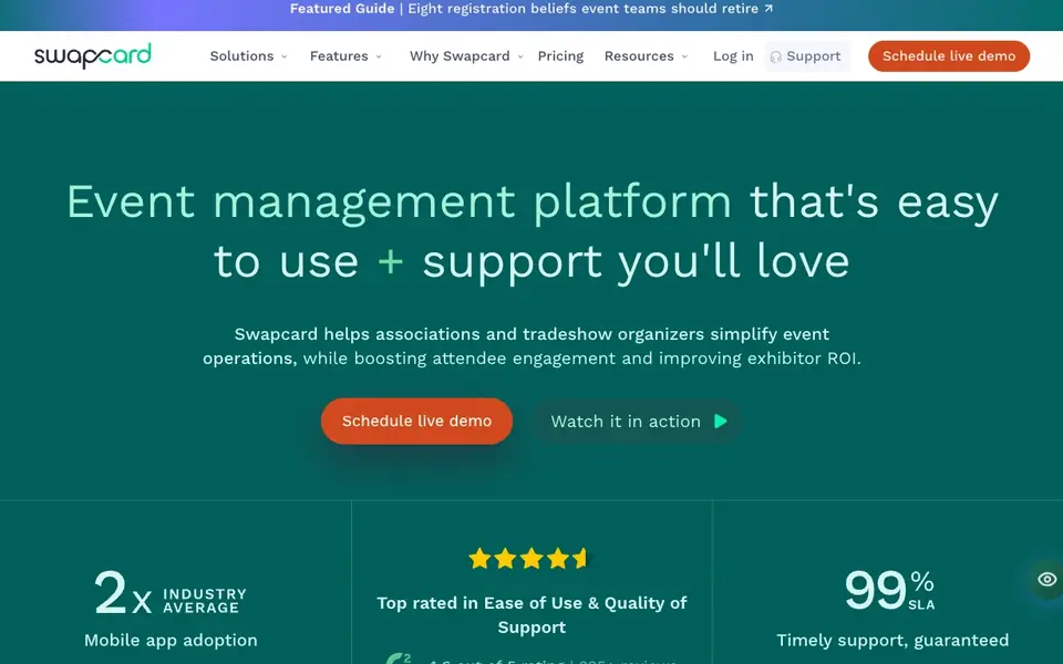 Swapcard website homepage, 4 Oct 2026