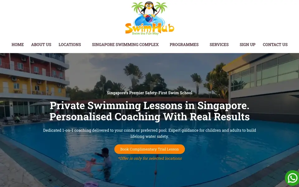 Leading Swimming Lessons In Singapore – SwimHub website homepage, 4 Oct 2026