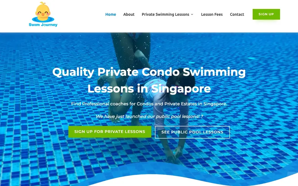 SwimJourney website homepage, 4 Oct 2026