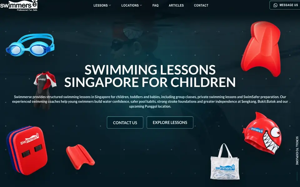 Swimmerse Swim School website homepage, 4 Oct 2026