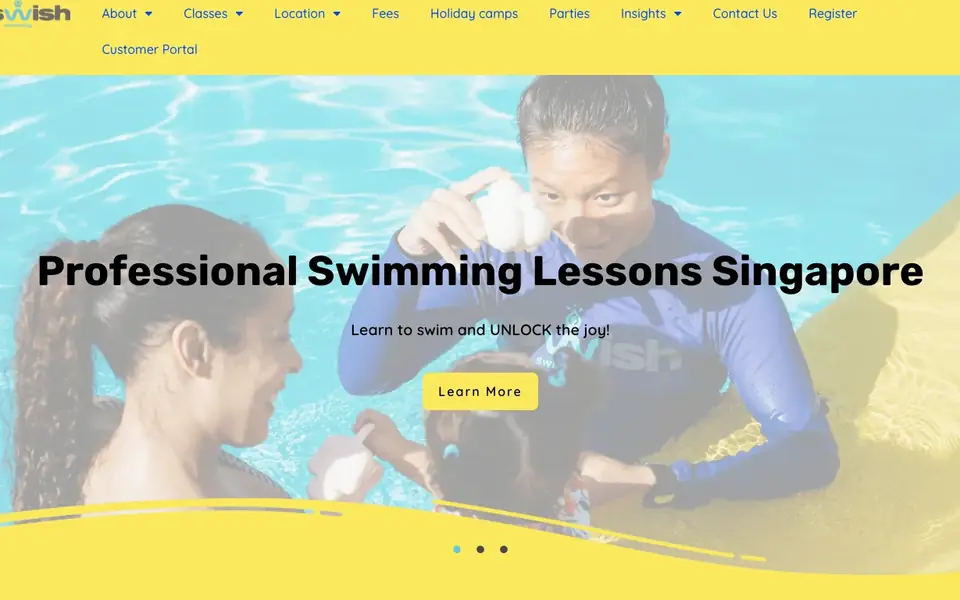 Swish Swimming website homepage, 4 Oct 2026
