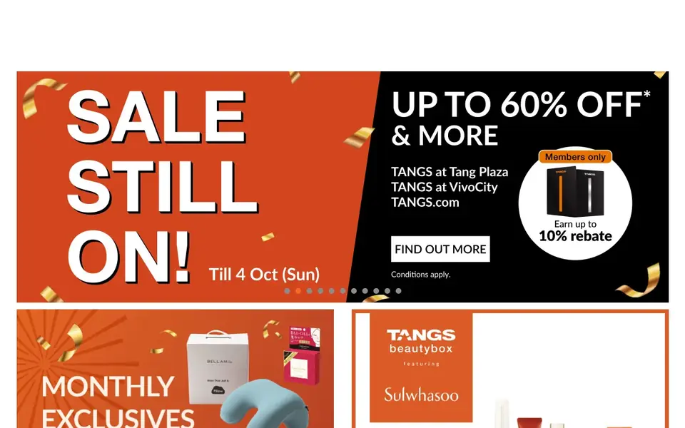 TANGS website homepage, 4 Oct 2026