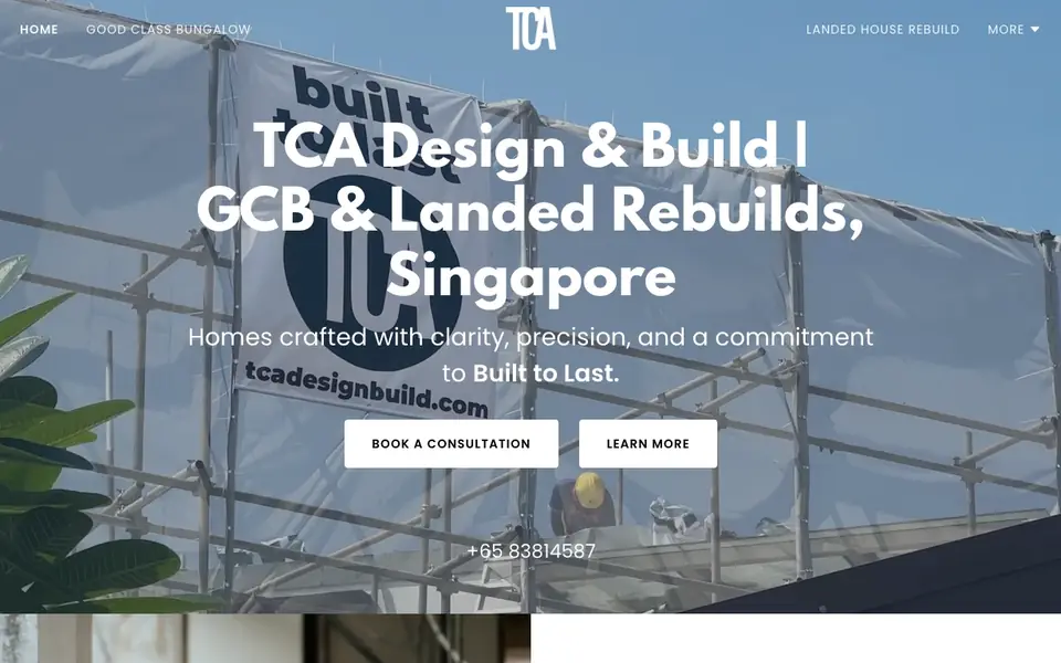 TCA Design and Build website homepage, 4 Oct 2026