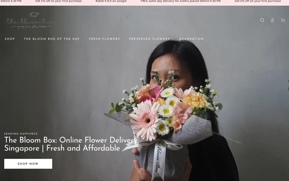 The Bloom Box Pte Ltd website homepage, 4 Oct 2026