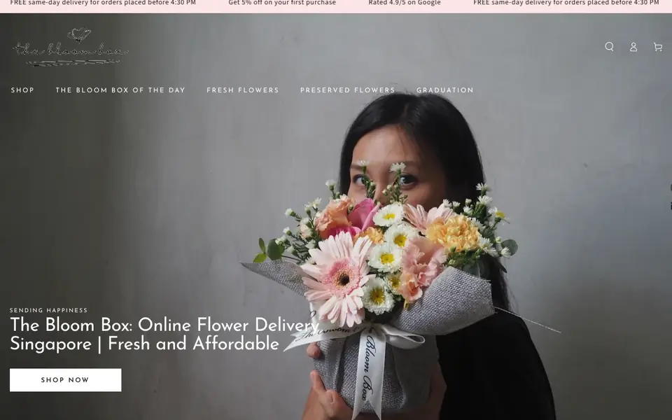 The Bloom Box Pte Ltd website homepage, 4 Oct 2026