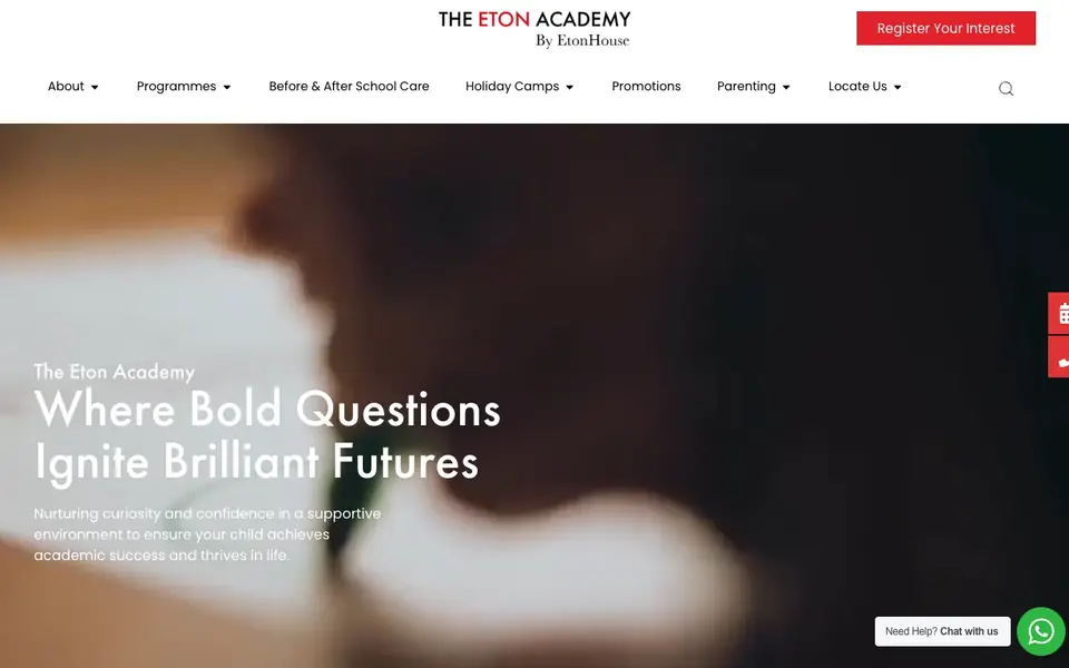 The Eton Academy by EtonHouse website homepage, 4 Oct 2026