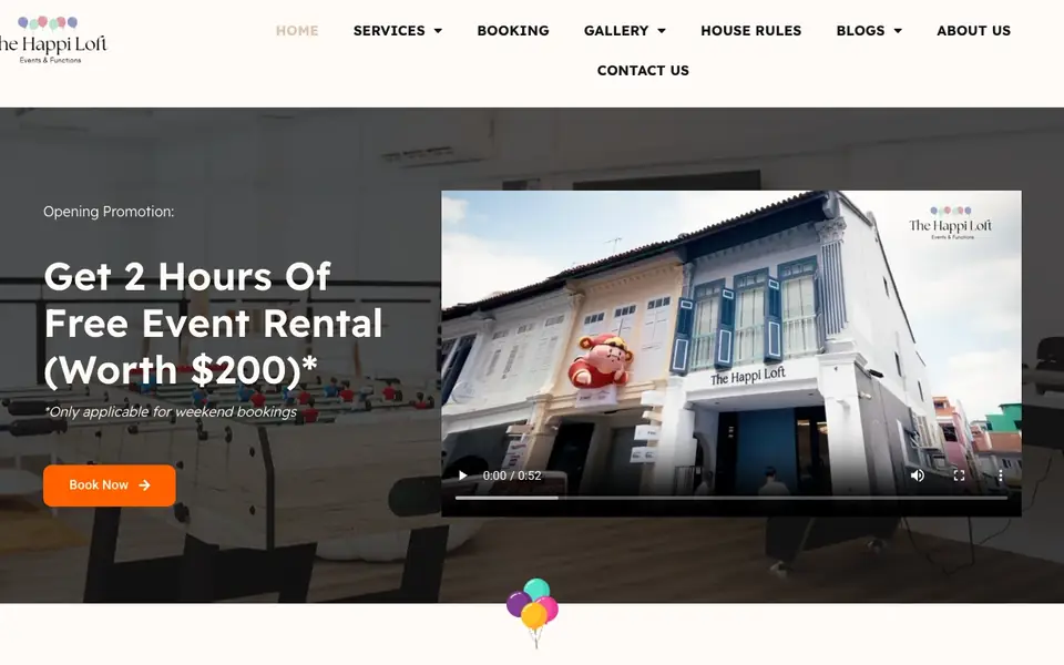 The Happi Loft – Leading Event Venue Rental website homepage, 4 Oct 2026