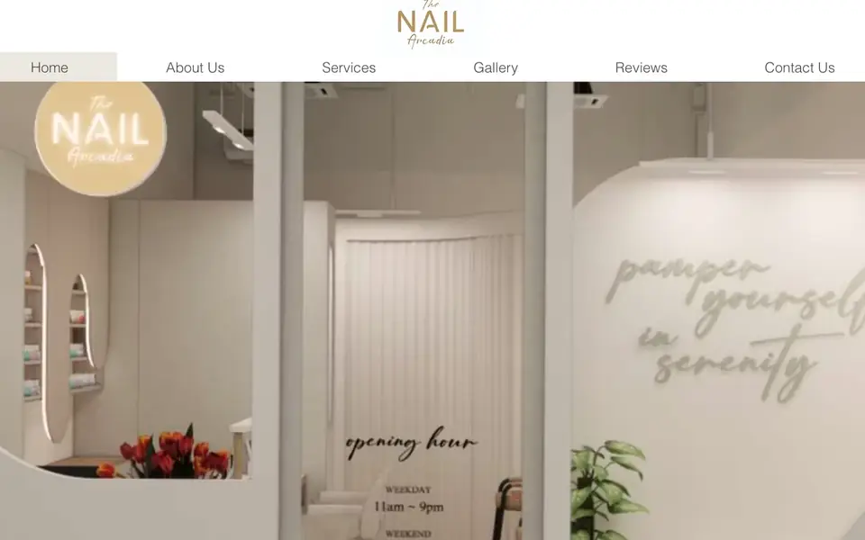 The Nail Arcadia website homepage, 4 Oct 2026