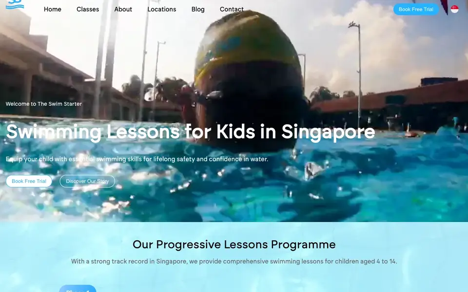 The Swim Starter Toa Payoh website homepage, 4 Oct 2026