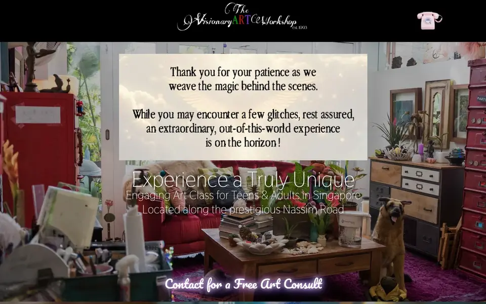 The Visionary ART Workshop website homepage, 4 Oct 2026