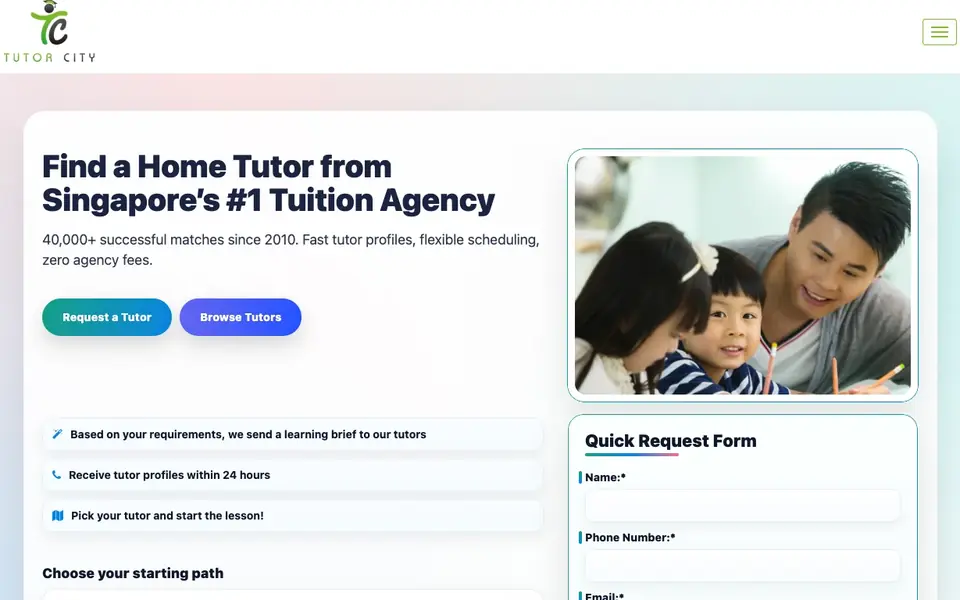 Tutor City website homepage, 4 Oct 2026