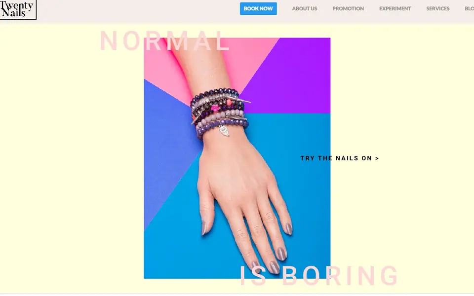 Twenty Nails website homepage, 4 Oct 2026