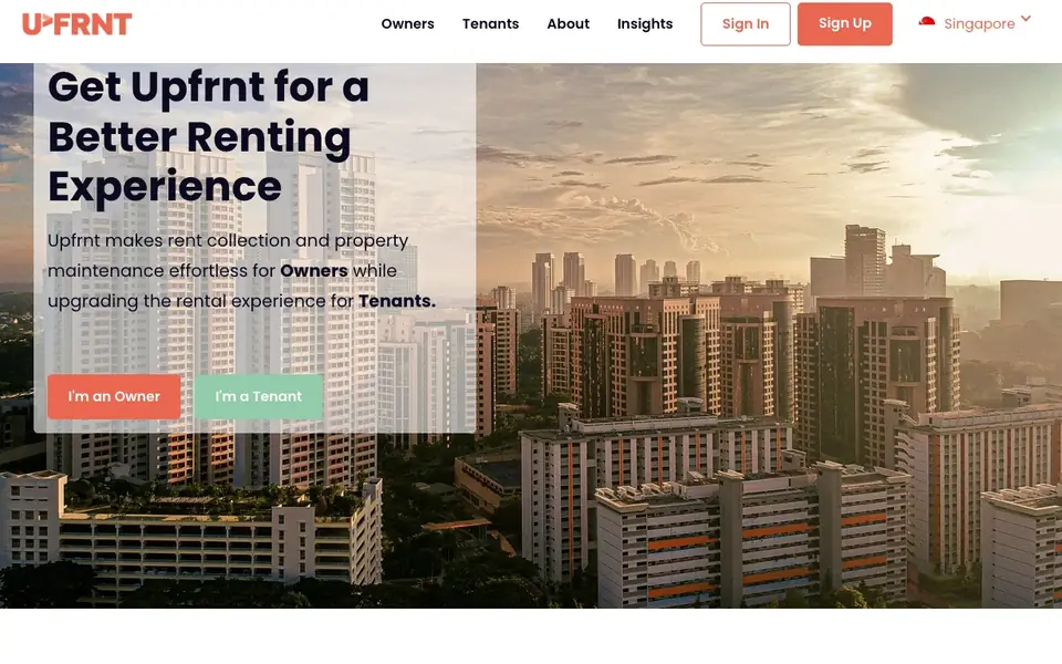 Upfrnt website homepage, 4 Oct 2026