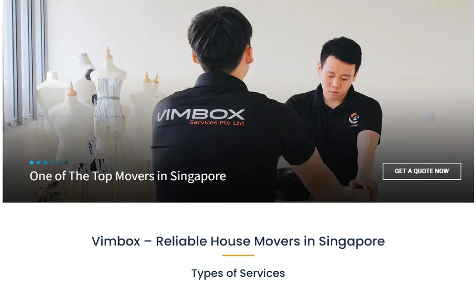 Vimbox Movers website homepage, 4 Oct 2026