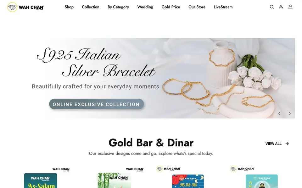 Wah Chan Gold & Jewellery website homepage, 4 Oct 2026