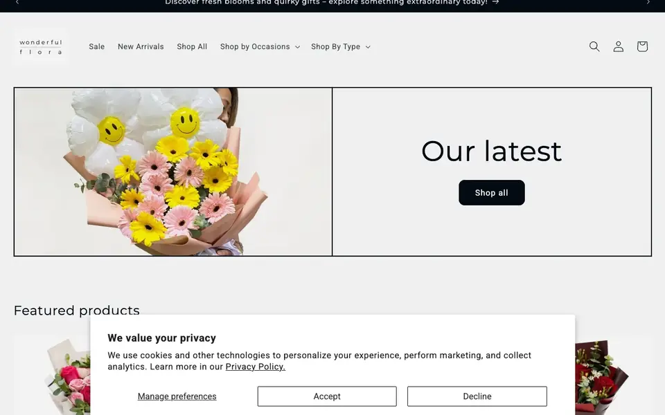 Wonderful Flora website homepage, 4 Oct 2026