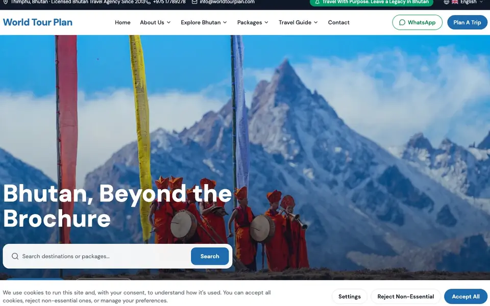World Tour Plan website homepage, 4 Oct 2026
