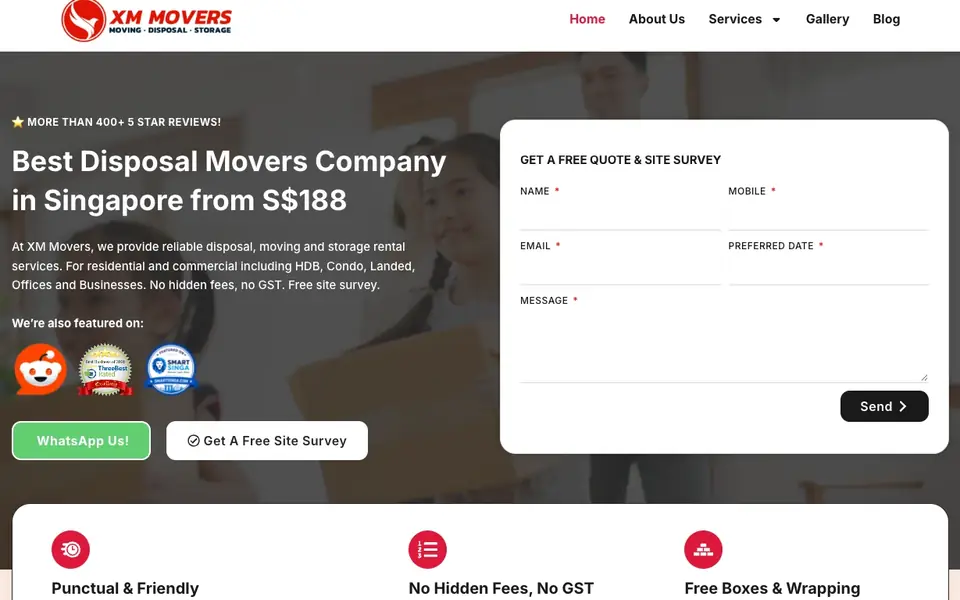 XM Movers website homepage, 4 Oct 2026