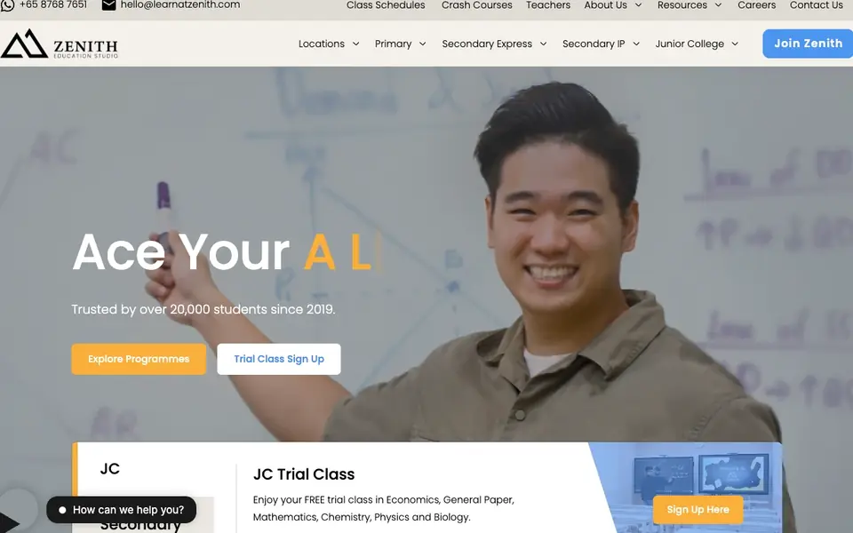 Zenith Education Studio website homepage, 4 Oct 2026